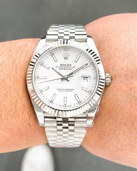 rolex date-just 41 white dial